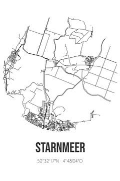 Starnmeer (Noord-Holland) | Carte | Noir et blanc sur Rezona