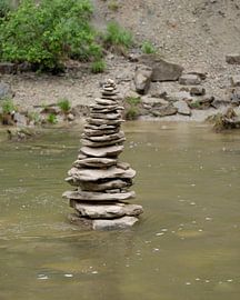 Holiday and Relaxation – Stones in the Water at the Buchenegger Waterfalls in Oberstaufen, Bavaria by Sebastian Czech