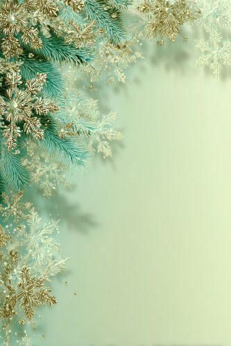 Snowflakes Golden Green in Winter Border Composition