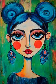 Kleurrijke schoonheid met grote ogen van Poster Art Shop