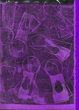 Moderne abstracte kunst. Organische vormen in paars en zwart van Dina Dankers