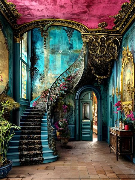 Lost Place Villa Treppenhaus Blumen Treppe geheimnisvoll von gm_designs