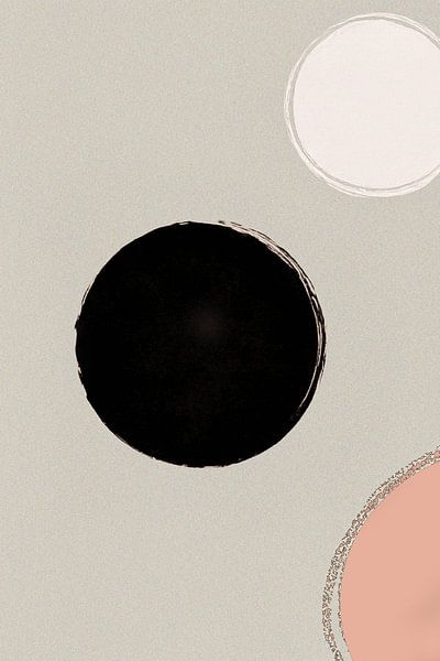 Abstract minimalist art with pink and white circles on neutral background by ChrisWillemsen