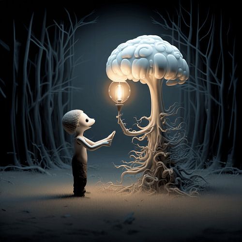 Le chapeau tricoté et le champignon lumineux