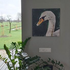 Customer photo: Swan portrait (looks to the left) by Art by Jeronimo, on canvas