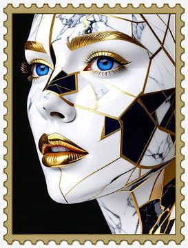 Fragmented portrait in gold and marble C