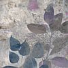 Botanisch Blad in Blauw en Paars tinten op een 'Grungy' achtergrond van Behindthegray