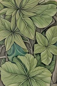 Abstrakte grüne Pflanze - Blätter Illustration von Lily van Riemsdijk - Art Prints with Color