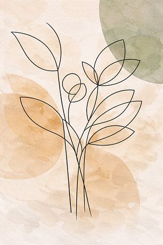 Moderne botanische lijntekeningen voor Scandinavische woonkamer