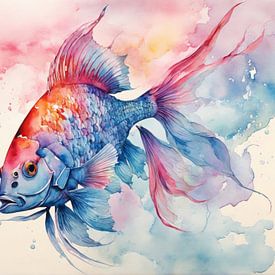 Acte abstrait d'un poisson coloré sur Brian Morgan