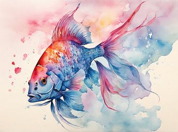 Acte abstrait d'un poisson coloré