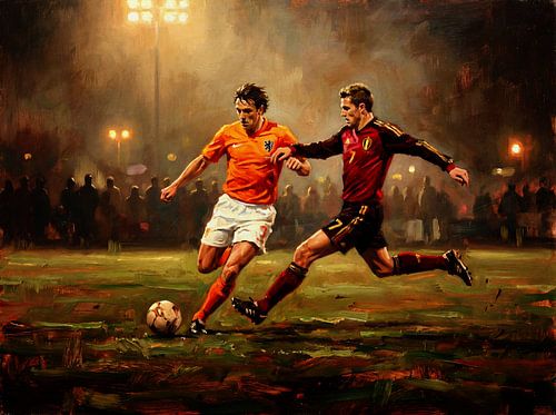 Voetbalwedstrijd Nederland tegen België