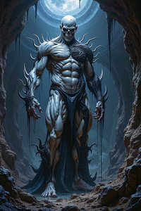 Dark Fantasy Wandbild: SHADRAKON – Der Dämon der Schatten in seinen Höhlen