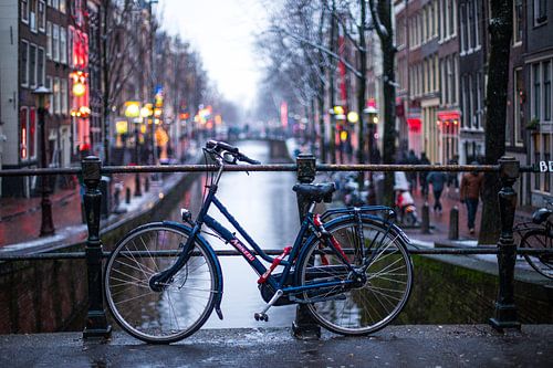Bicycle in the Red Light District of Amsterdam