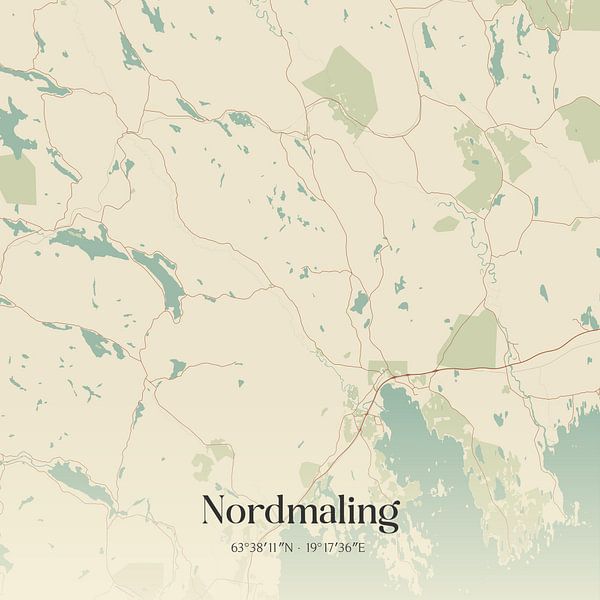 Vintage landkaart van Nordmaling, Sweden. van Stad & Wand