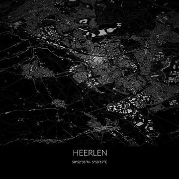Black-and-white map of Heerlen, Limburg. by Rezona