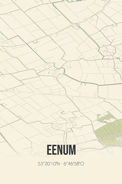 Vintage map of Eenum (Groningen) by Prints of Place