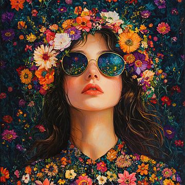 Flowers Reflection | Woman Colourful Flowers by Eye catching paintings
