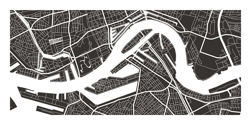 Rotterdam Retro - Karte (braun) von Christian de Leeuw