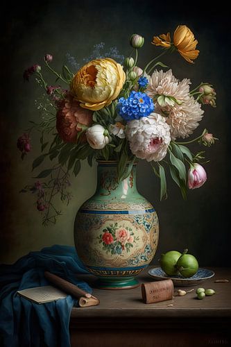 Pivoines dans un vase chinois, Nature morte