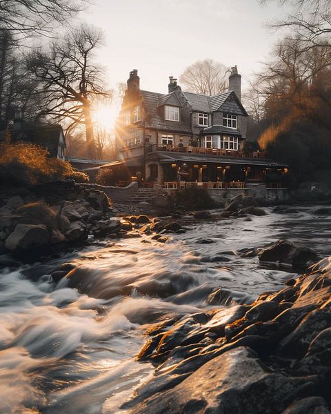 Gasthaus am Fluss von fernlichtsicht