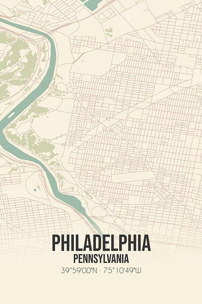 Vintage map of Philadelphia (Pennsylvania), USA. by Prints of Place