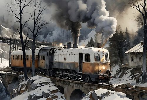 White steam locomotive