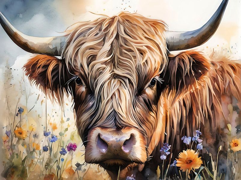 Spring breeze at the Scottish Highlander: A Portrait of Serenity by Retrotimes