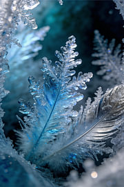 IJskristallen – macro-fotokunst van rijp in ijsblauw van Albert Klee
