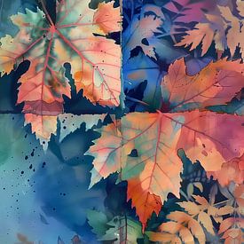 Seasonal leafs background, Digital Painting by Ariadna de Raadt-Goldberg