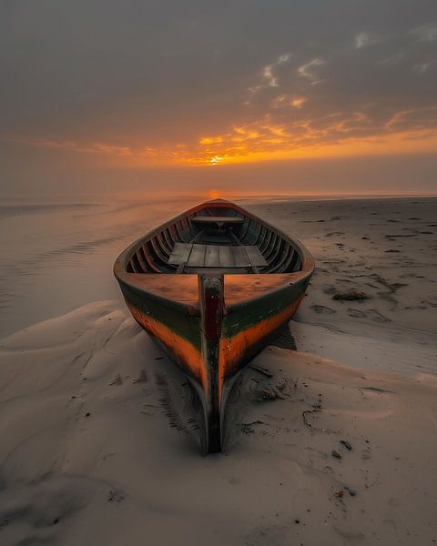 Boot am leeren See von fernlichtsicht