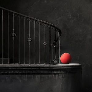 Alte Treppe und moderne Stärke - Ein roter Kugelbalken