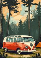 VW Combi Camping in Forest