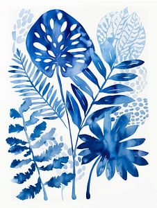 Bladeren in Indigo Blauw