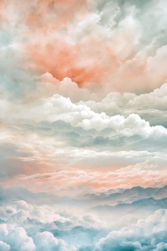 Pfirsich und Aqua – Traumwolken