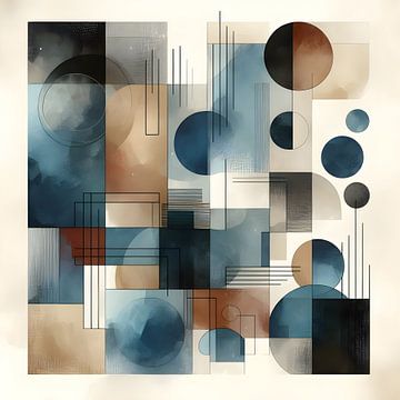 Abstracte Kunst Met Geometrische Organische Vormen En Lijnen van Jessica Berendsen