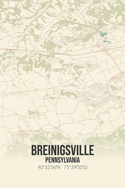 Carte ancienne de Breinigsville (Pennsylvanie), USA. par Affiches de lieux