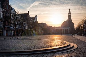 Fischmarkt Groningen bei Sonnenuntergang