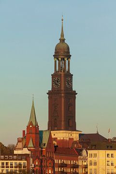 Hamburg Michel in het avondlicht, Hamburg, Duitsland van Torsten Krüger