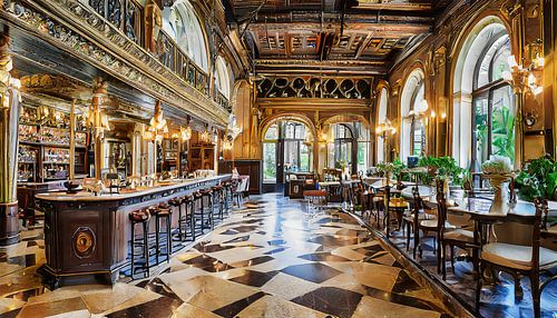 Luxury coffee bar with two floors