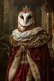 Hibou - Portrait d'animal baroque avec couronne sur Poster Art Shop