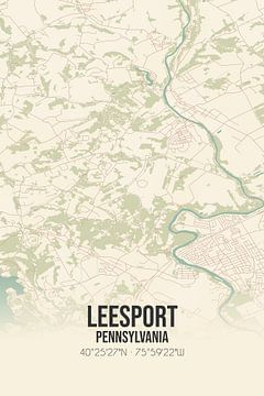 Vintage landkaart van Leesport (Pennsylvania), USA. van MijnStadsPoster