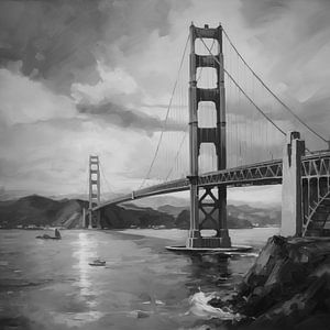 Golden Gate Bridge San Francisco black-and-white