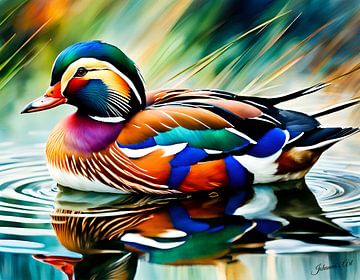 Die schönsten Vögel der Welt - Mandarinente von Johanna's Art
