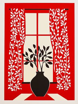 Still life with black flowers on red by Frank Daske | Foto & Design