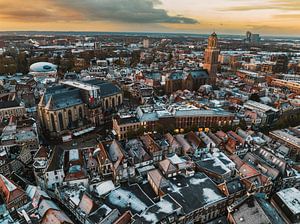 Das Stadtzentrum von Zwolle an einem kalten Wintermorgen