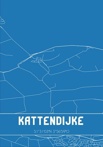 Blaupause | Karte | Kattendijke (Zeeland) von Ortsdrucke