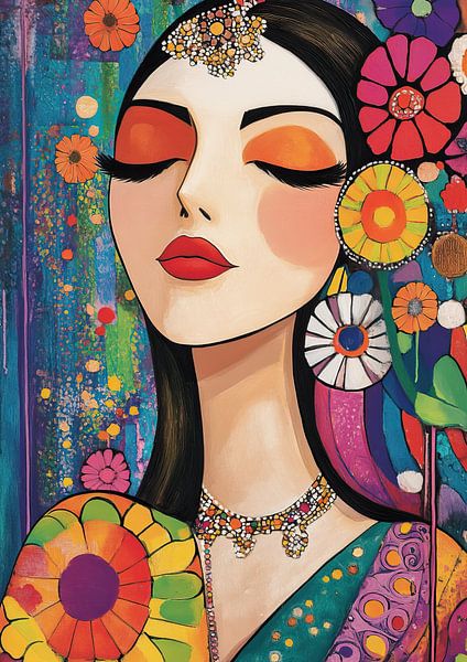 Junge Frau Florales Königreich von Blickfänger Gemälde