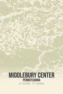 Vieille carte de Middlebury Centre (Pennsylvanie), USA. sur Rezona