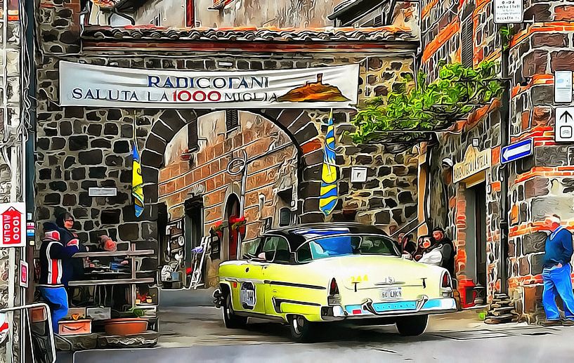 1000 Miglia à l&#039;entrée de Radicofani en Toscane par Dorothy Berry-Lound